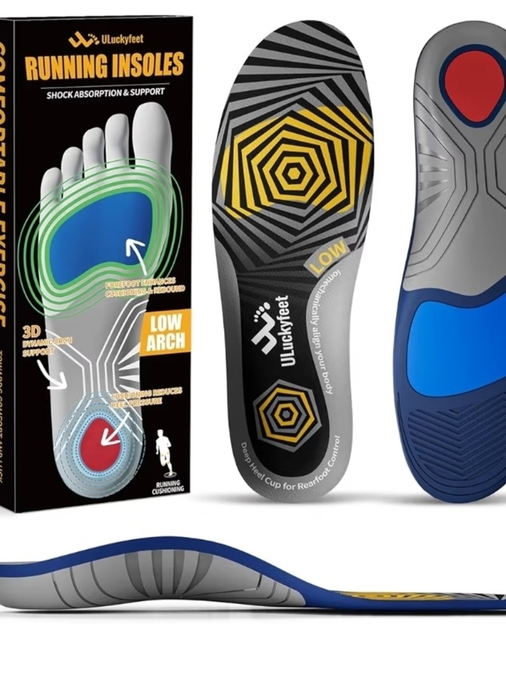 Running Insoles for Men Women & Plantar Fasciitis Relief Shoe Insoles,